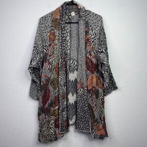 Anu Cardigan Womens S Gray Wool Open Front Patchwork Artisian Lagenlook Boho